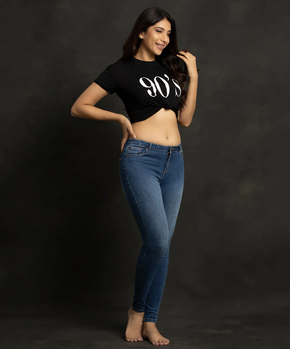 Mid Waist Skinny Type Blue Jean