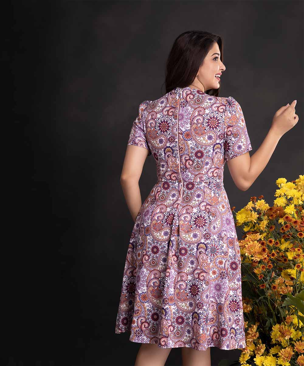 Mix Paisley Printed Bow Dress - Image 2