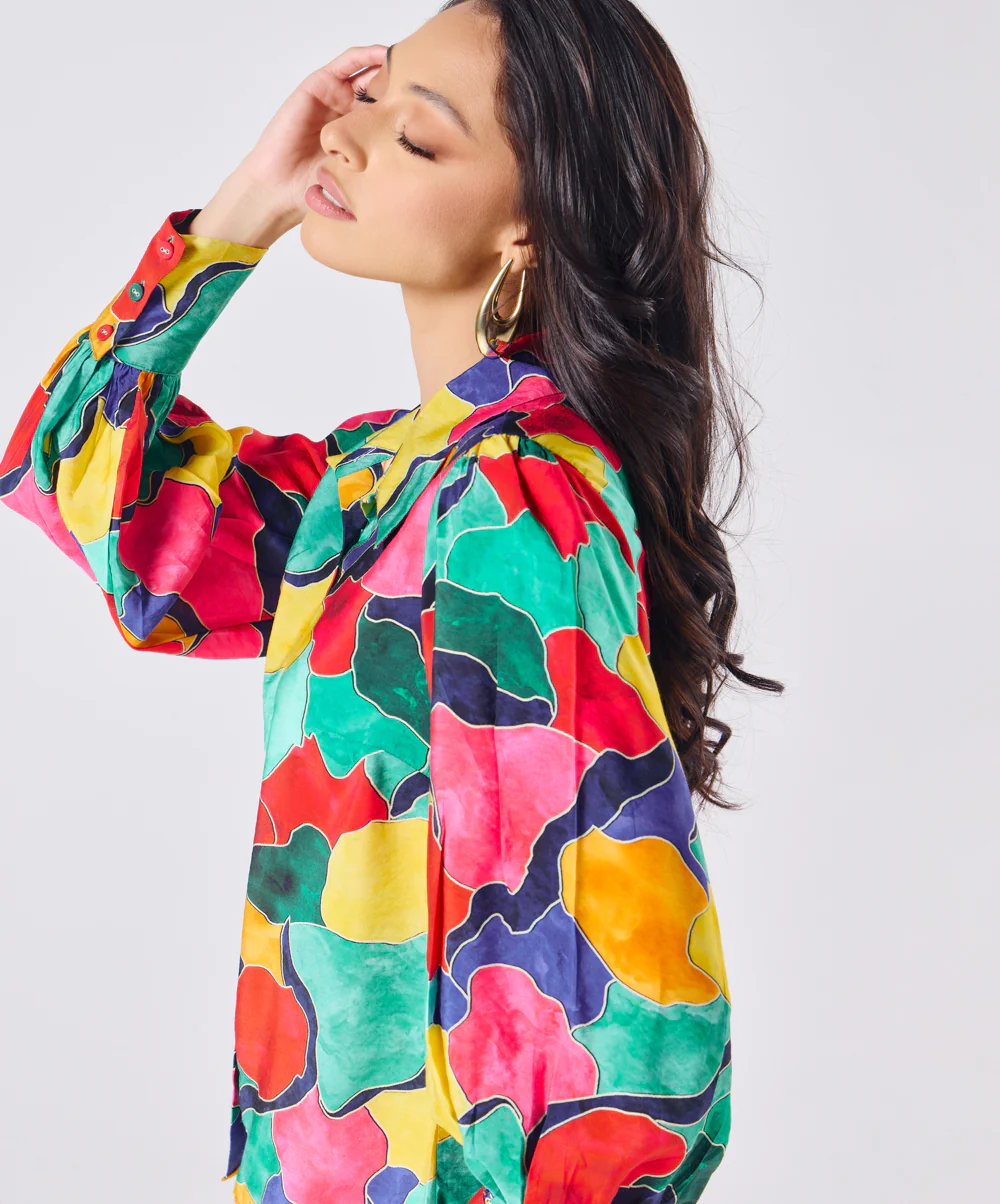 Multi Coloured Shirt With Puffed Sleeve - Image 3