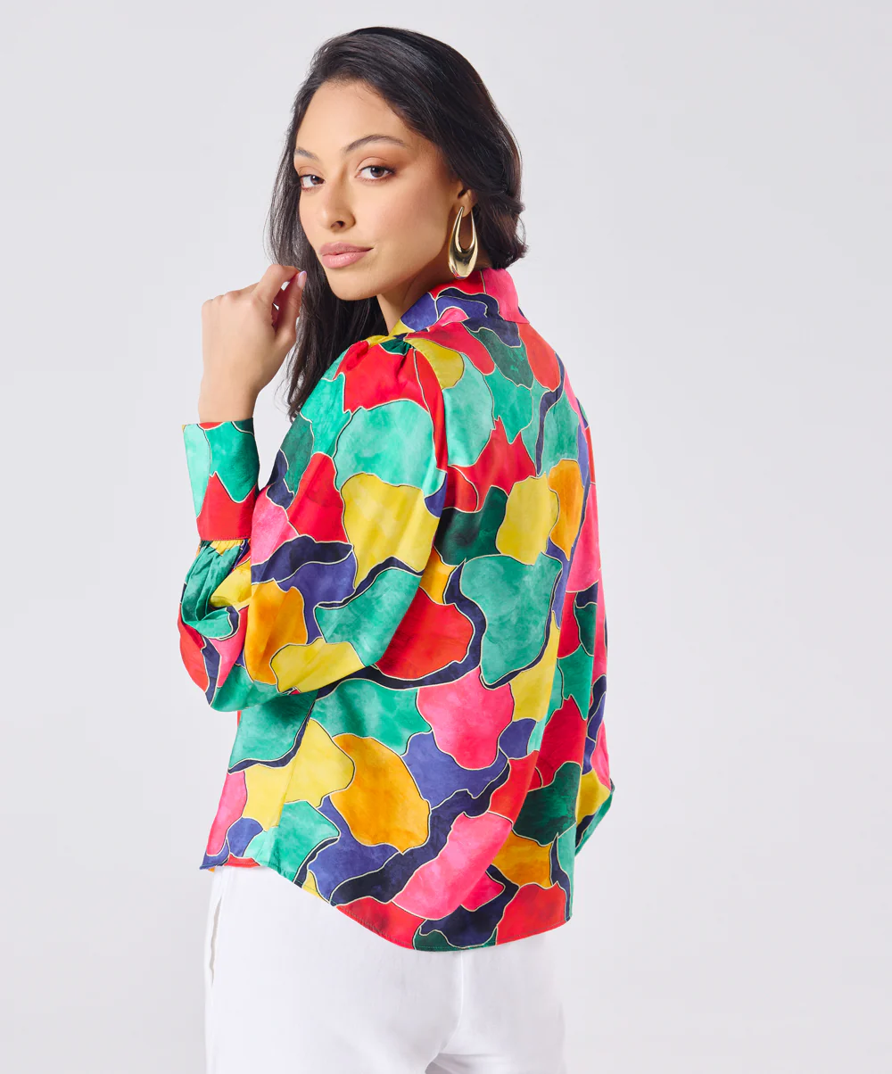 Multi Coloured Shirt With Puffed Sleeve - Image 4