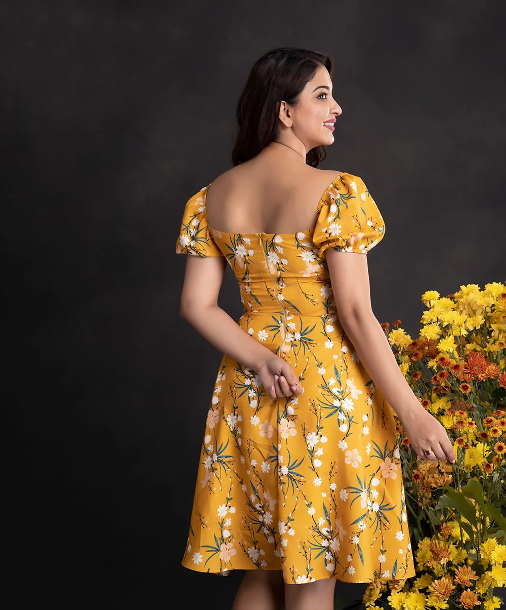 Mustard Button Base Dress - Image 2