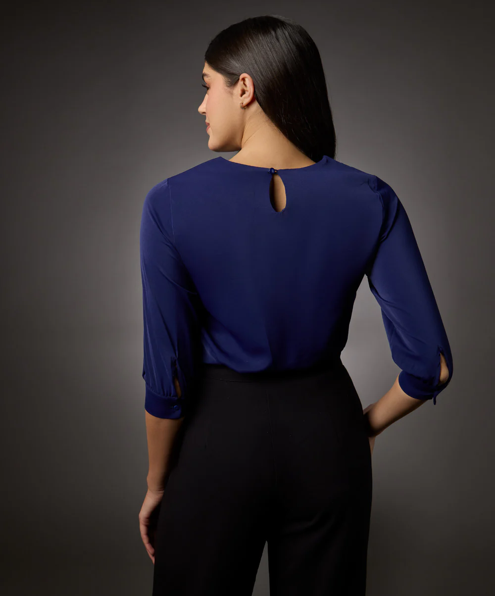 Neck Embroidered Half Sleeve Top - Image 4
