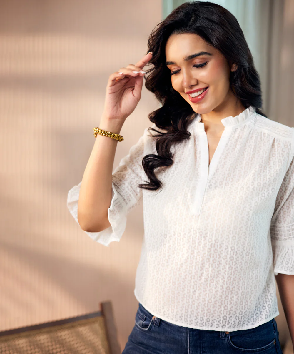 Off Duty Calm Floral Cotton Top - Image 2