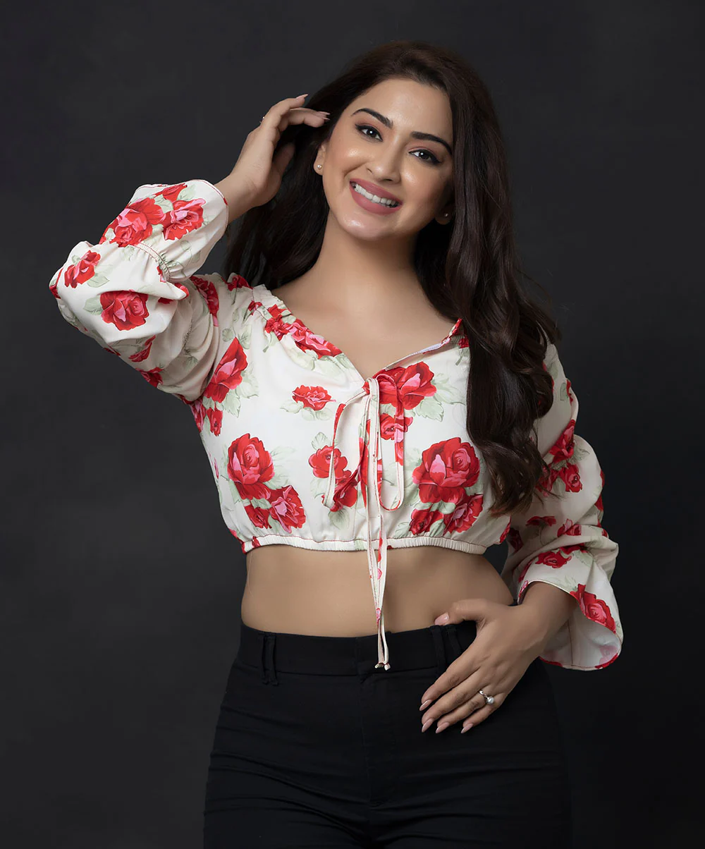 Off Shoulder Printed Long Sleeve Top - Image 3