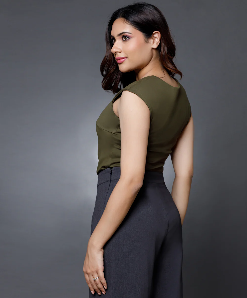 Olive Sweetheart neck top - Image 4