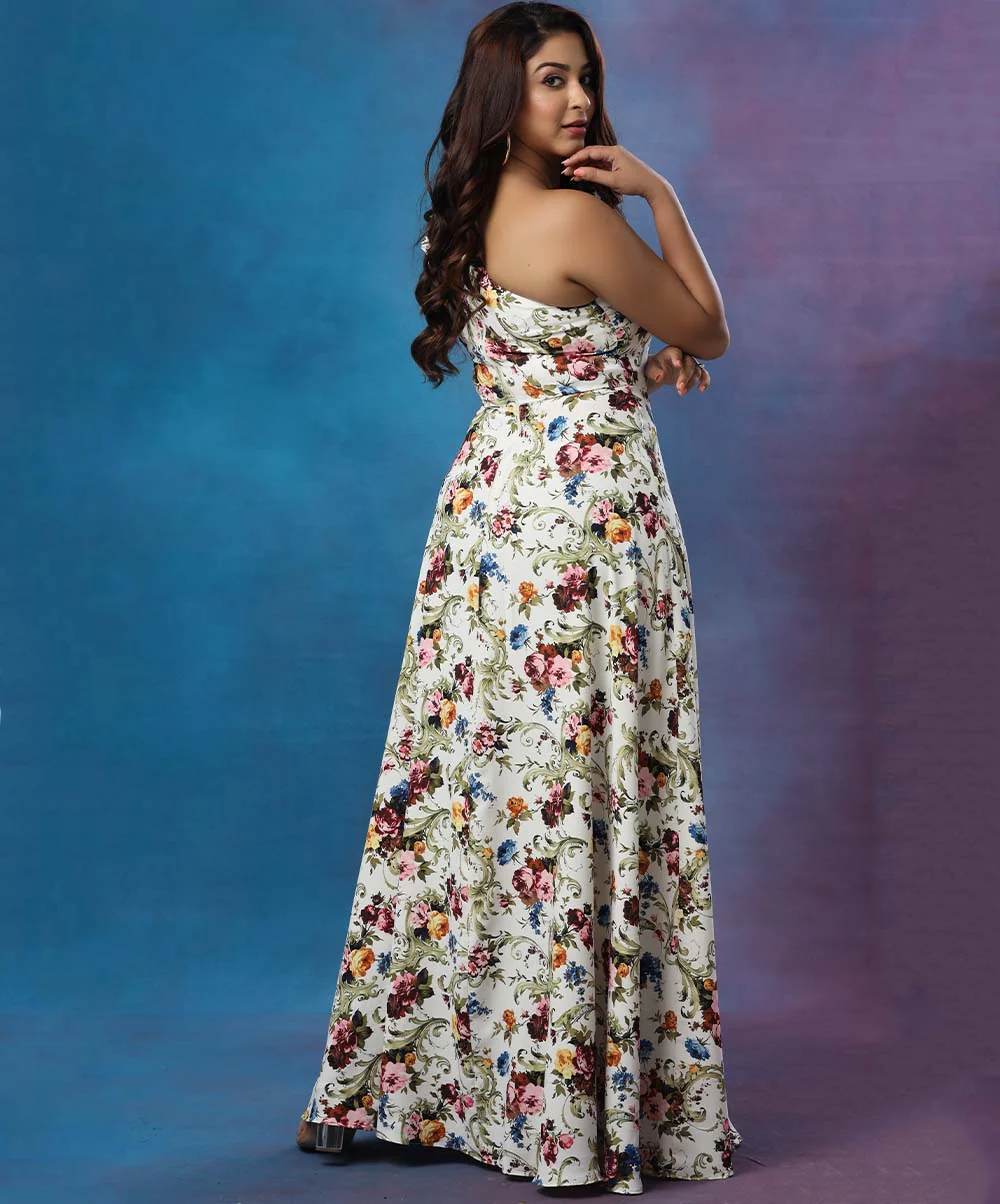 One Shoulder Flared Sleeves Maxi Dress - Image 2