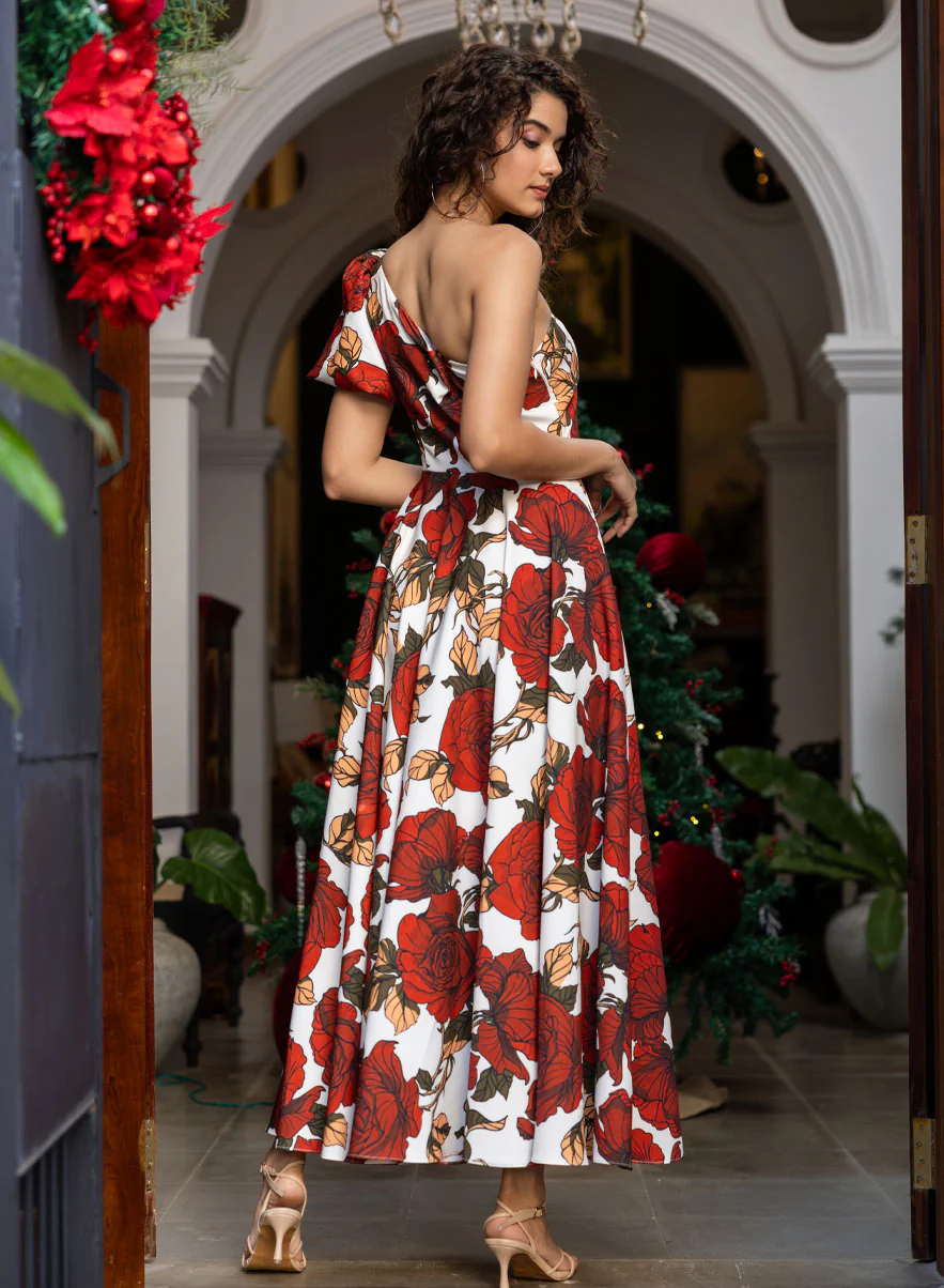 One Shoulder Printed Dress - Image 3