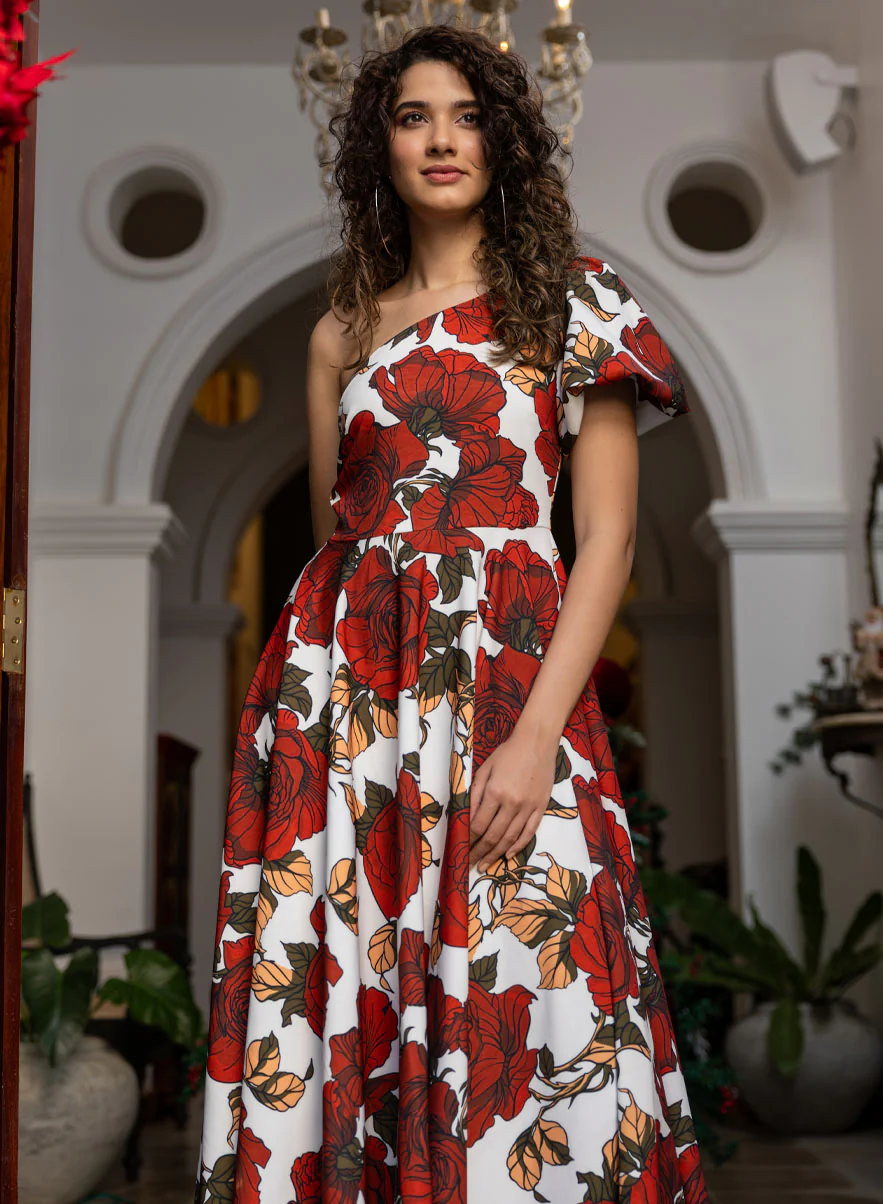 One Shoulder Printed Dress - Image 6
