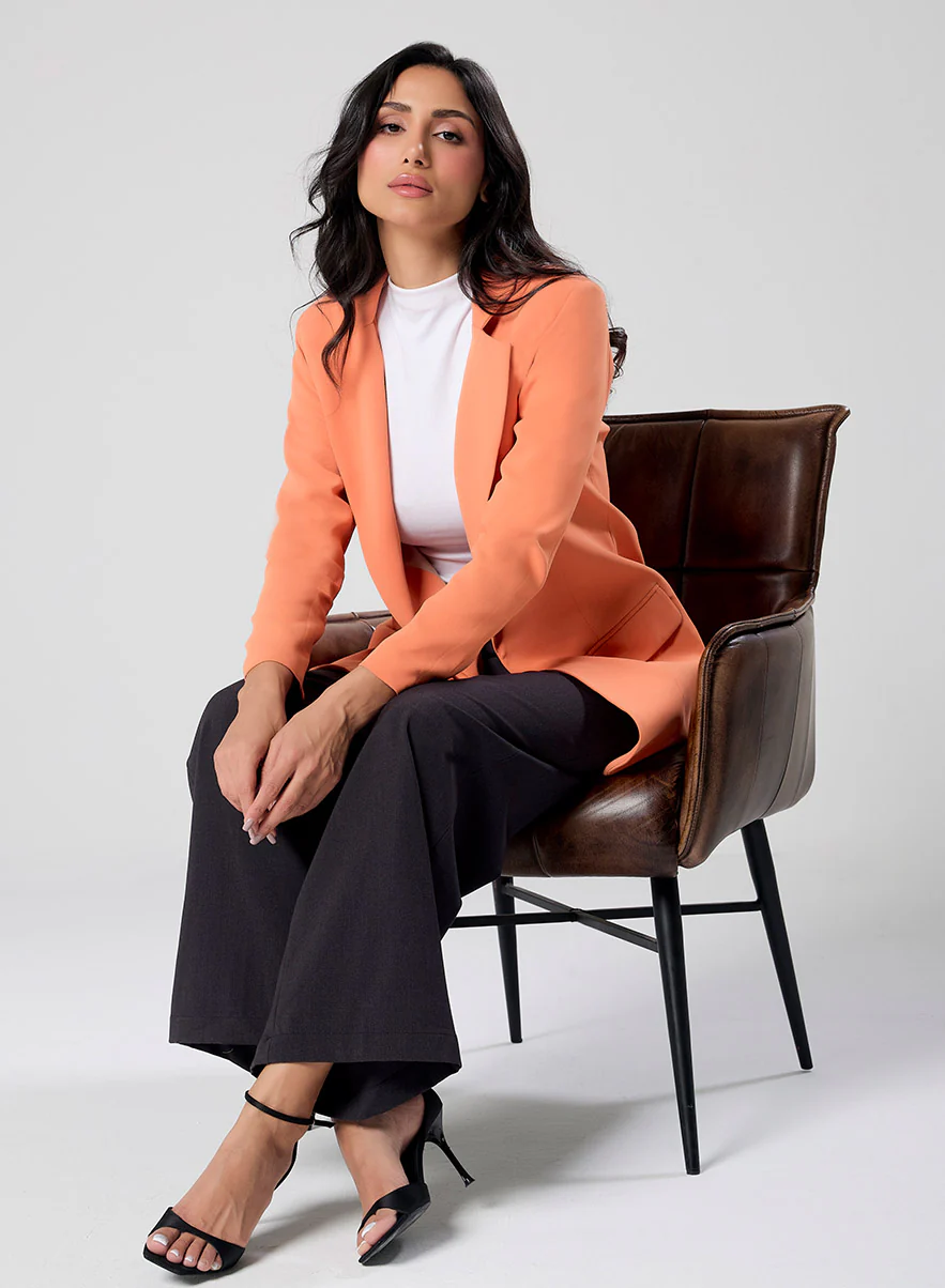 Orange Colour Oversized Formal Blazer - Image 3