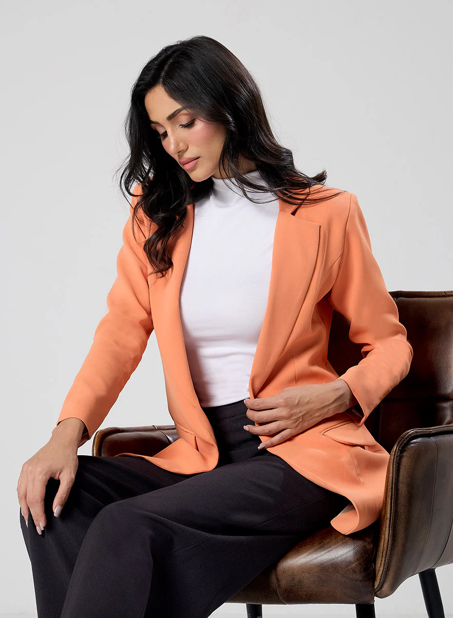 Orange Colour Oversized Formal Blazer - Image 4
