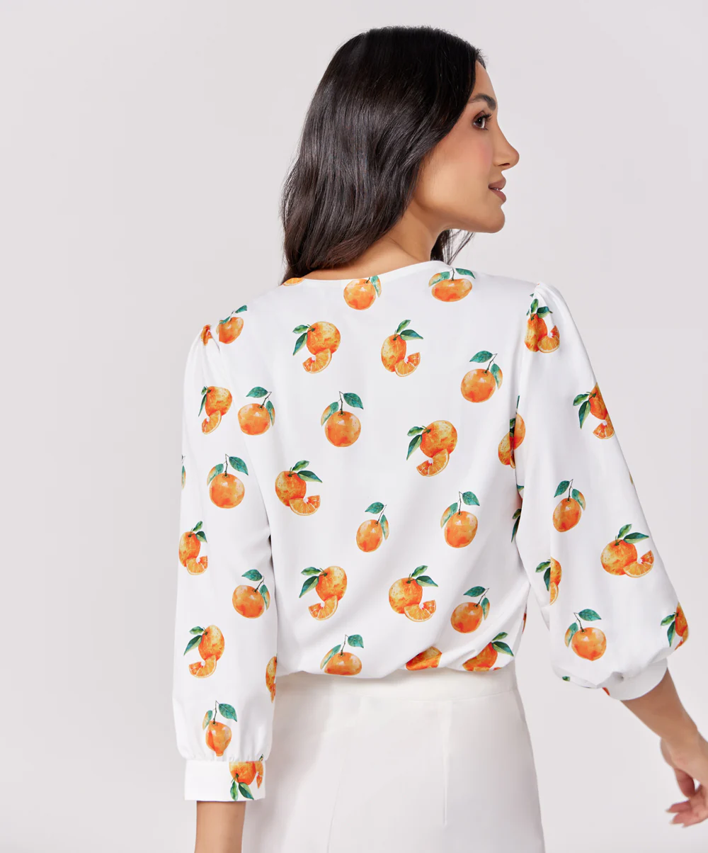 Orange Printed Chiffon Top - Image 6