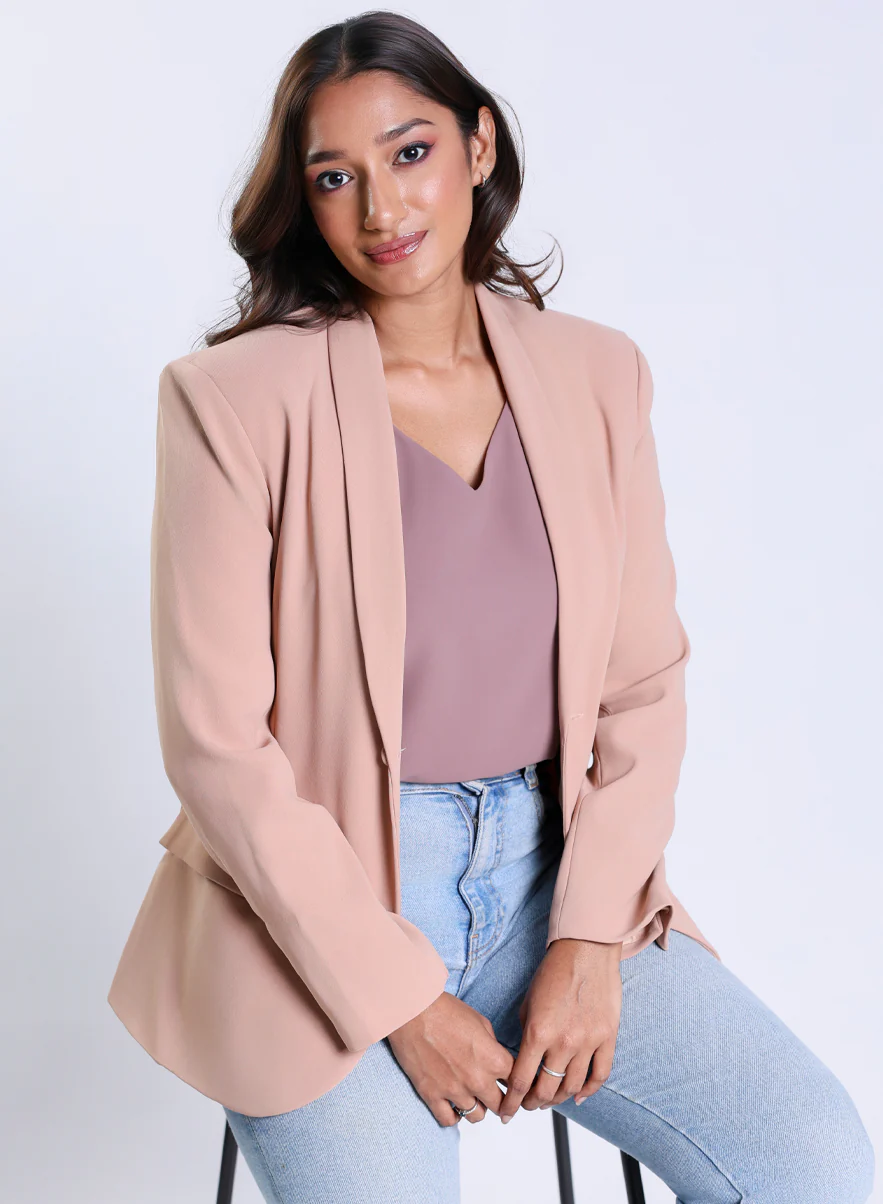 Over Sized Formal Blazer- Brown - Image 3