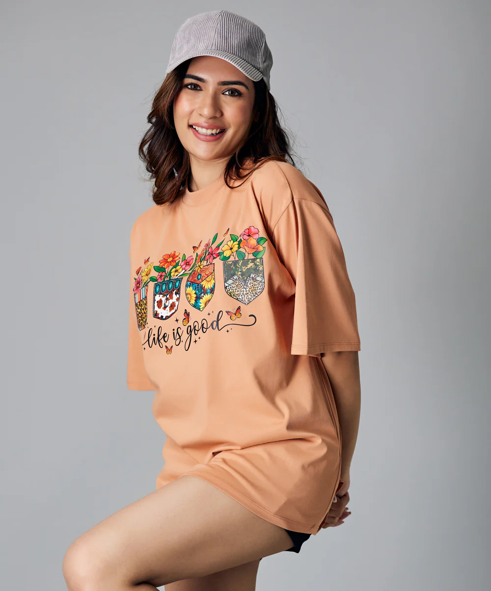 Oversize Brown Life Is Good Tshirt - Image 3