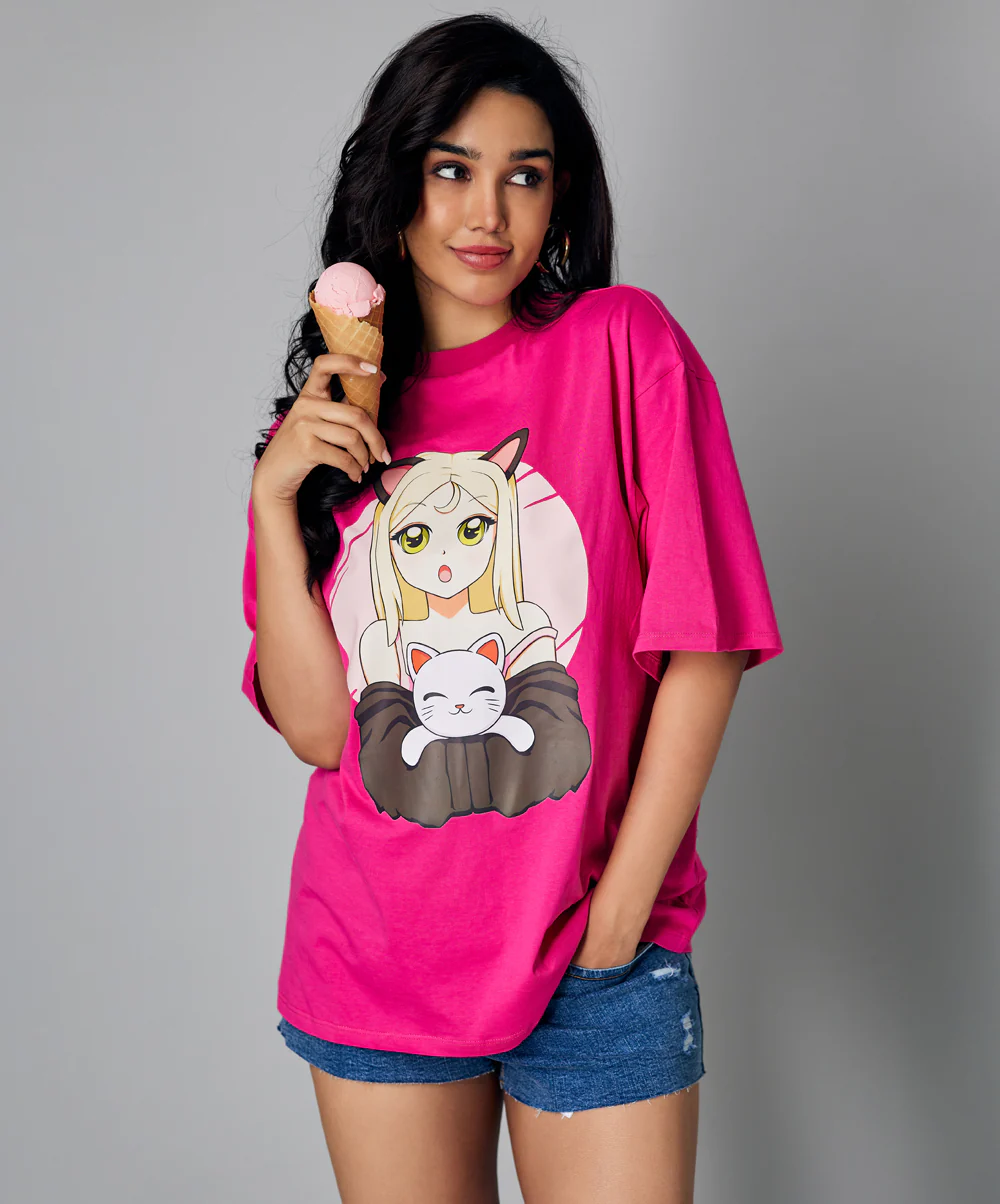 Oversize Hot Pink Tshirt - Image 2