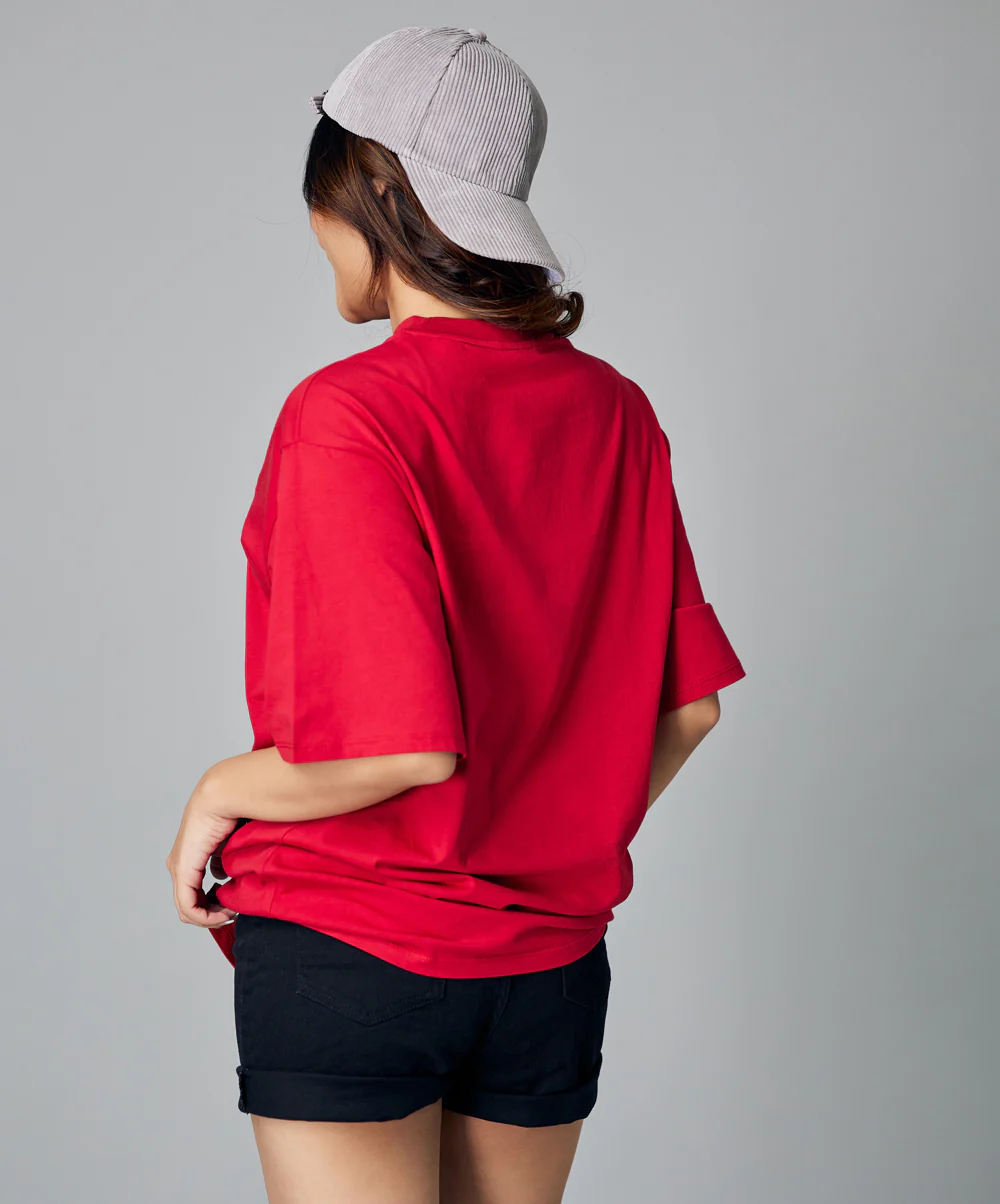 Oversize Maroon Just Furious Tshirt - Image 4