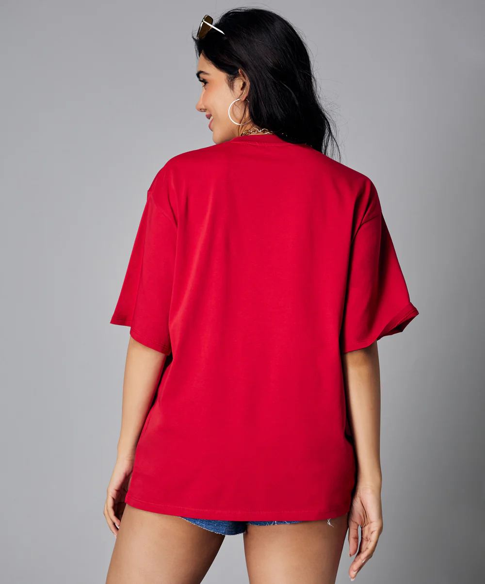 Oversize Maroon Printed Tshirt - Image 4