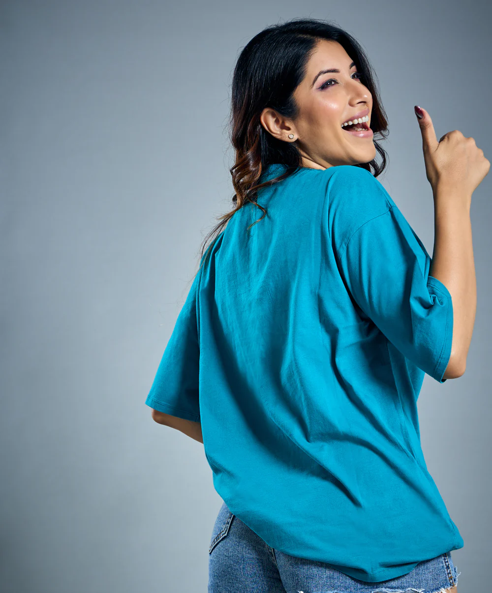 Oversize Peacock Blue Tshirt - Image 4