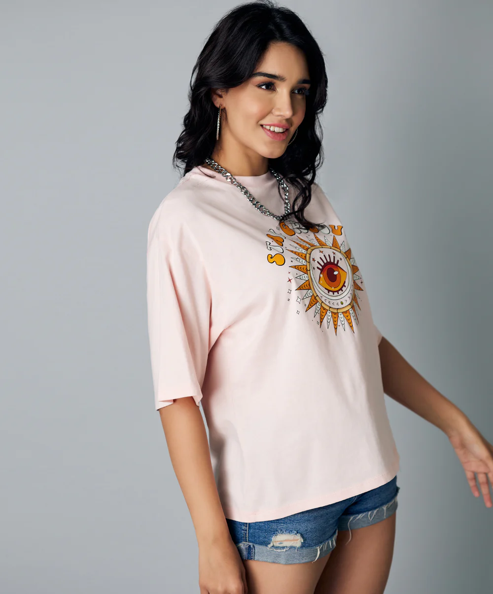 Oversize Pink Stay Groovy Tshirt - Image 2