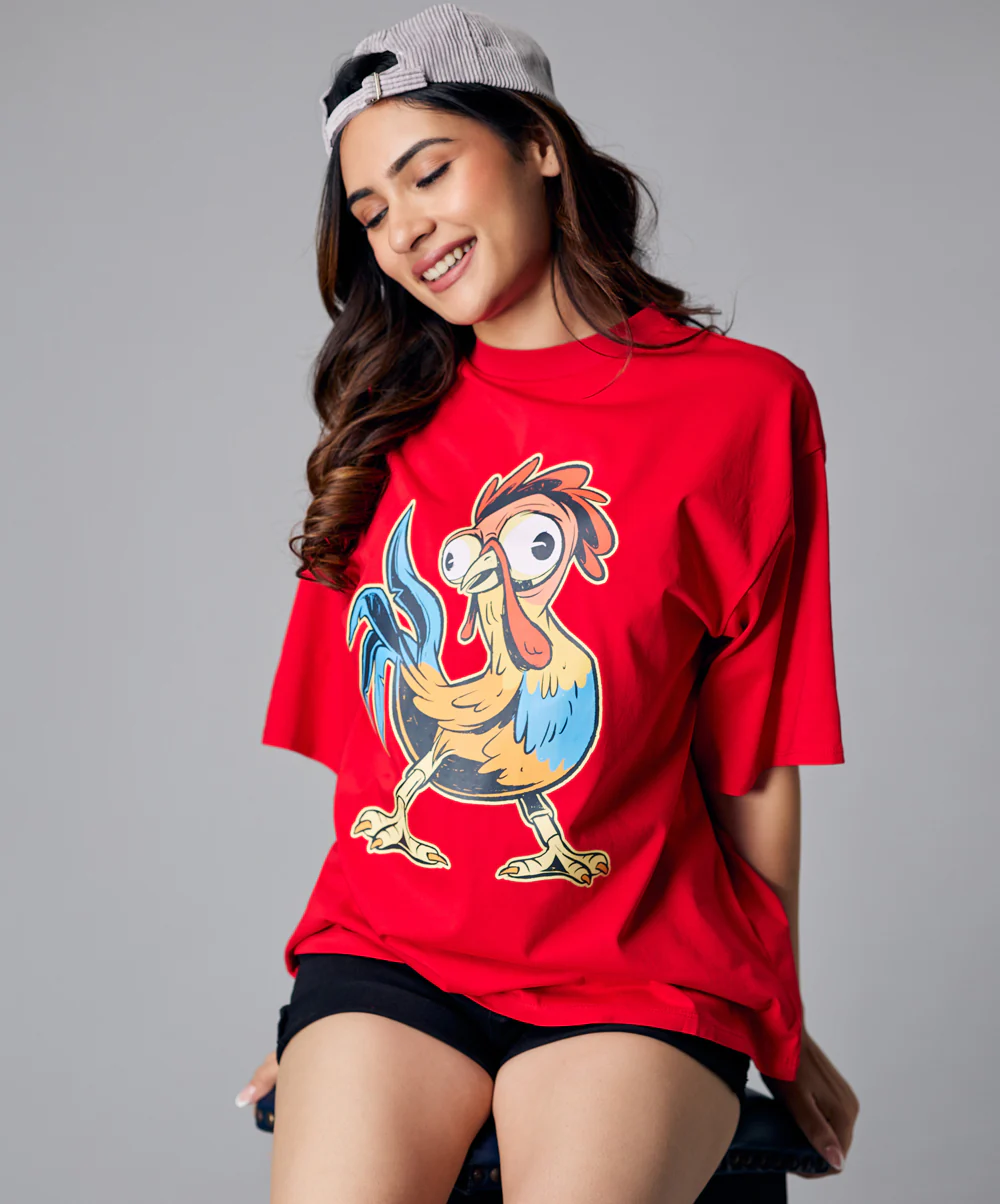 Oversize Red Chick Tshirt - Image 3