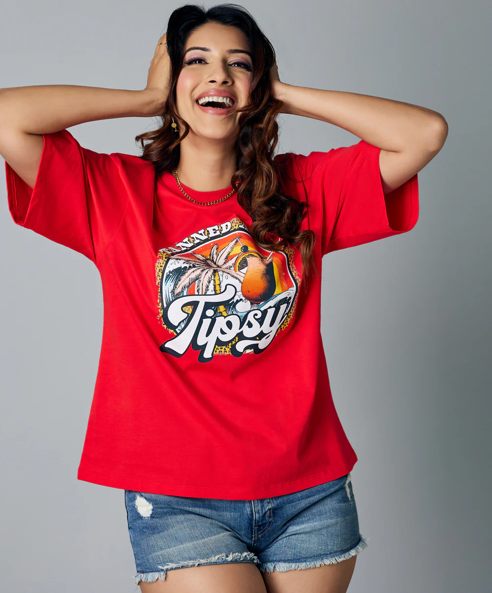 Oversize Tipsy Red Tshirt