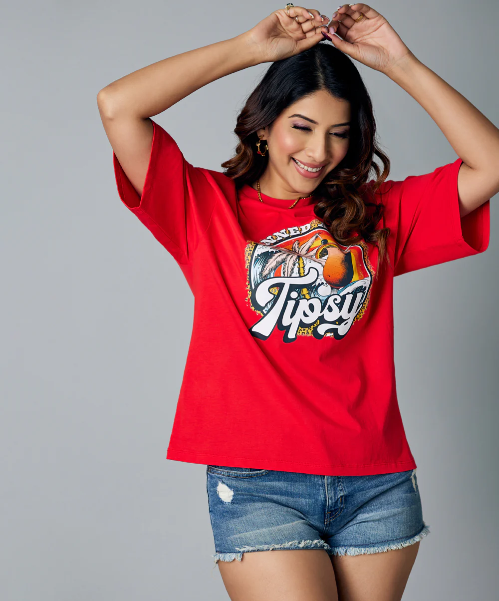 Oversize Tipsy Red Tshirt - Image 2