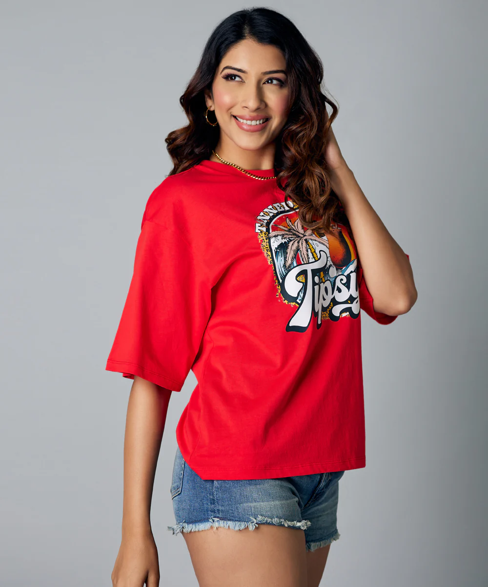 Oversize Tipsy Red Tshirt - Image 3