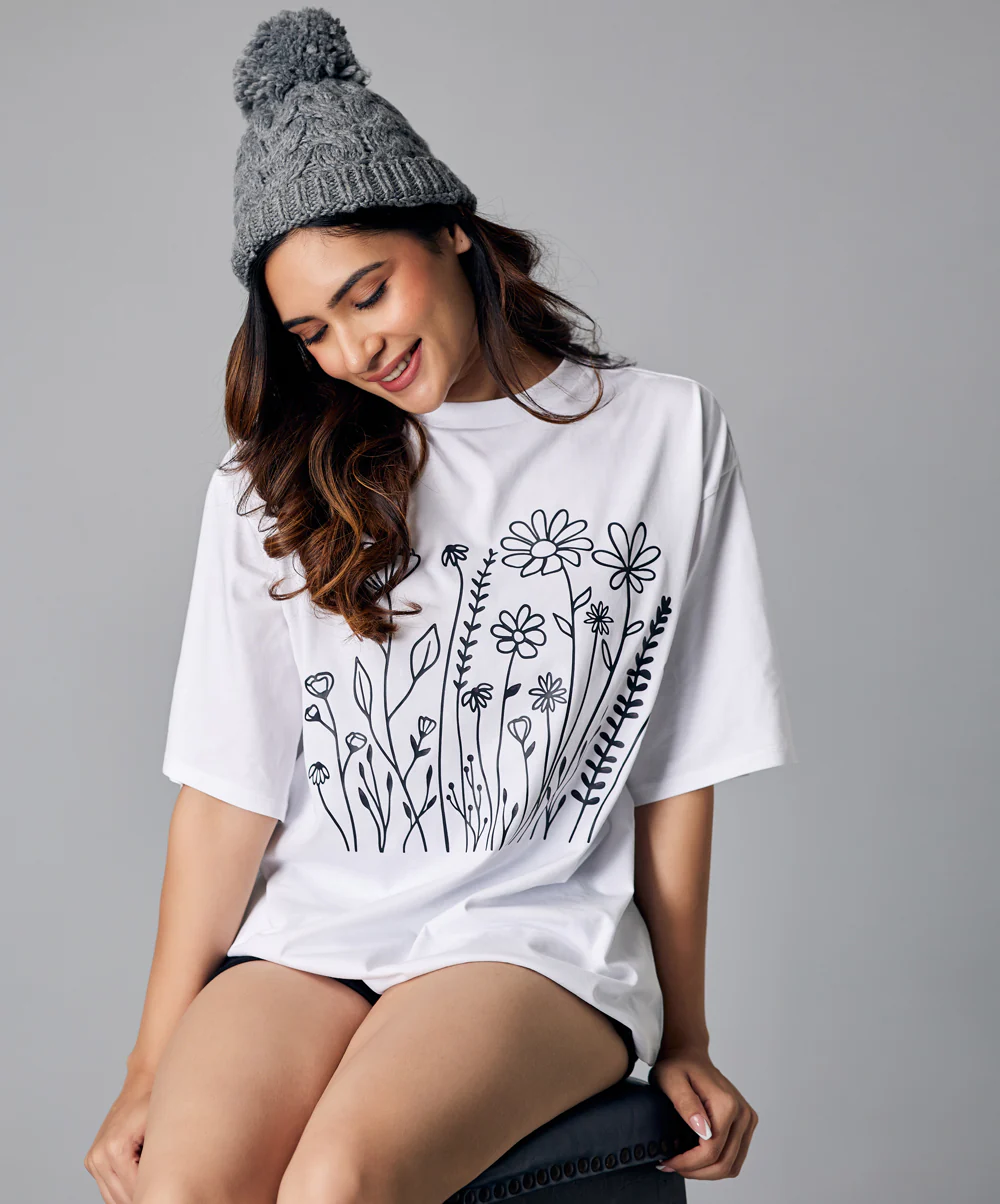 Oversize White Floral Tshirt - Image 4