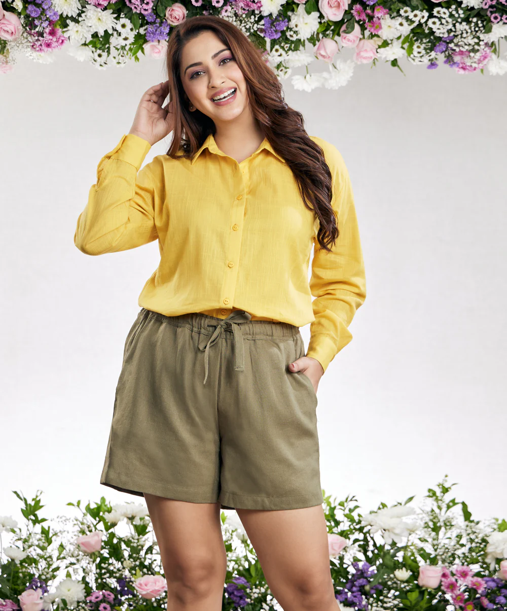 Oversized Cotton Yellow Shirt - Image 5