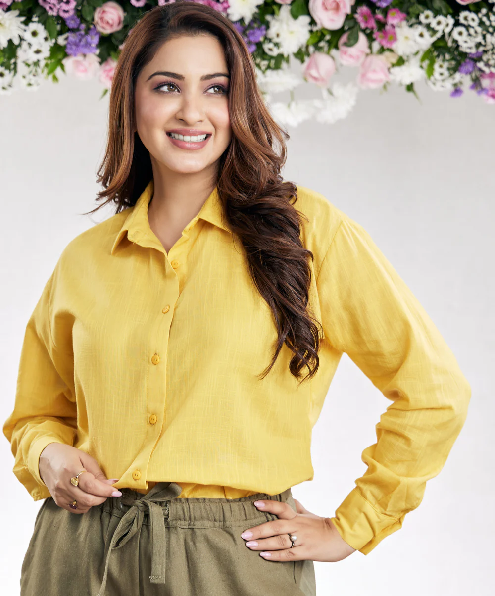 Oversized Cotton Yellow Shirt - Image 6