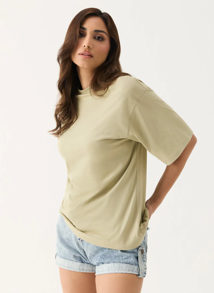 Oversized Cream Green T-shirt - Image 3