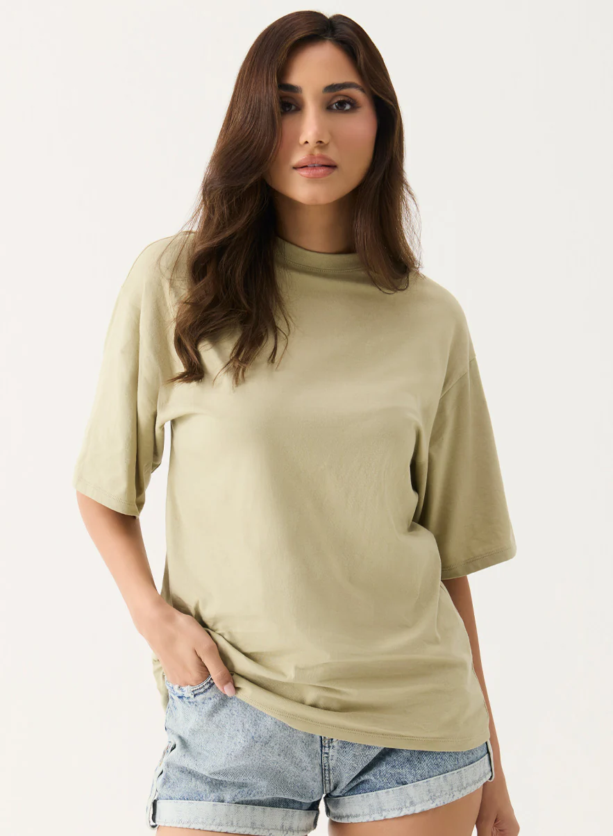 Oversized Cream Green T-shirt - Image 4
