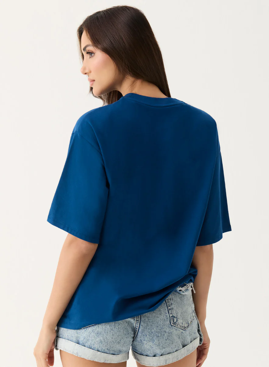 Oversized Crew Neck T-shirt - Teal - Image 4