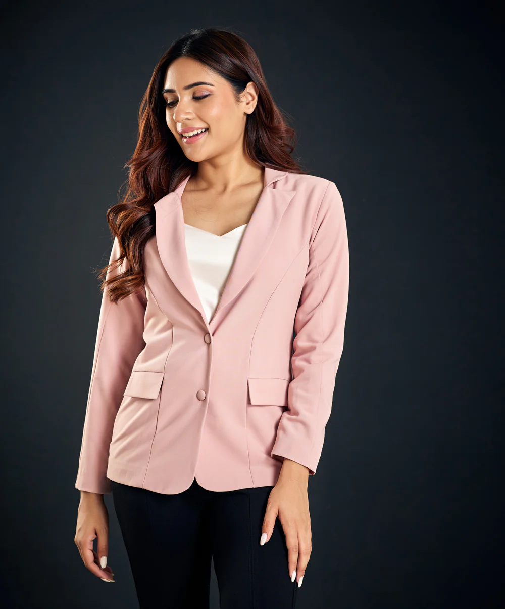 Oversized Pink Blazer Jacket With Lapels - Image 3