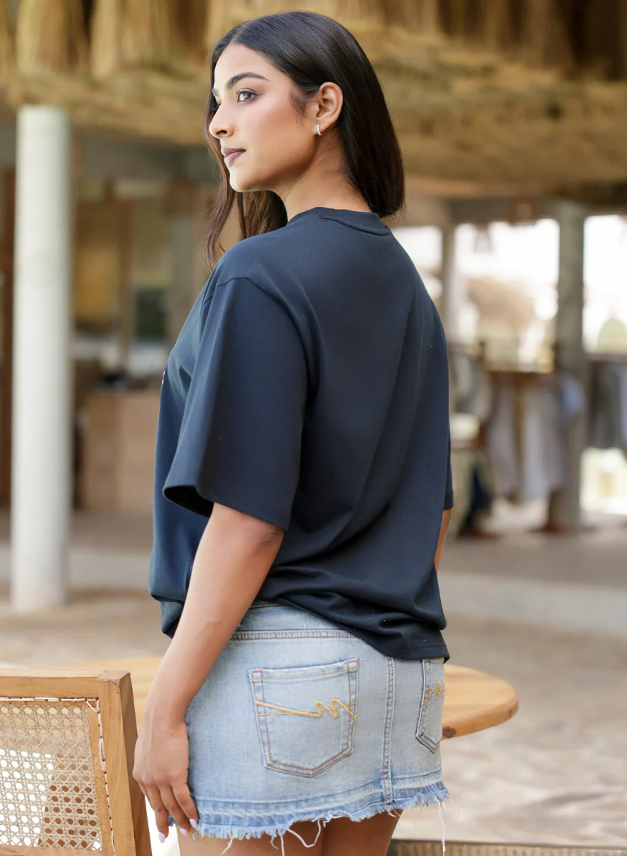 Owl Printed Trendy Oversized T-Shirt - Image 2