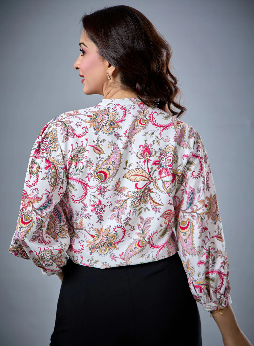 Paisley Printed Long Sleeve Top - Image 4