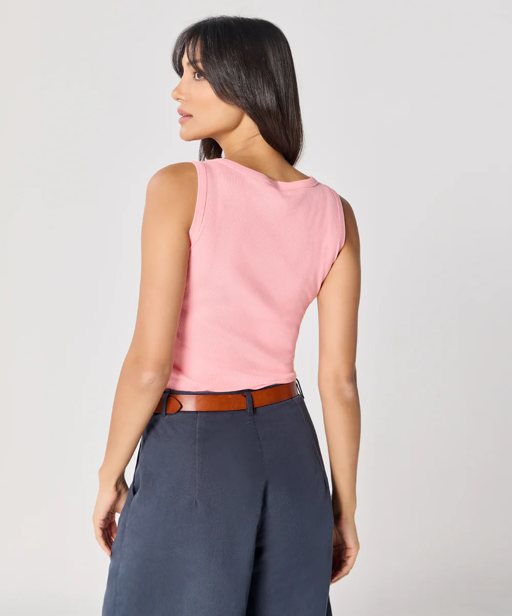 Peach Pink Rib Cami Top - Image 5