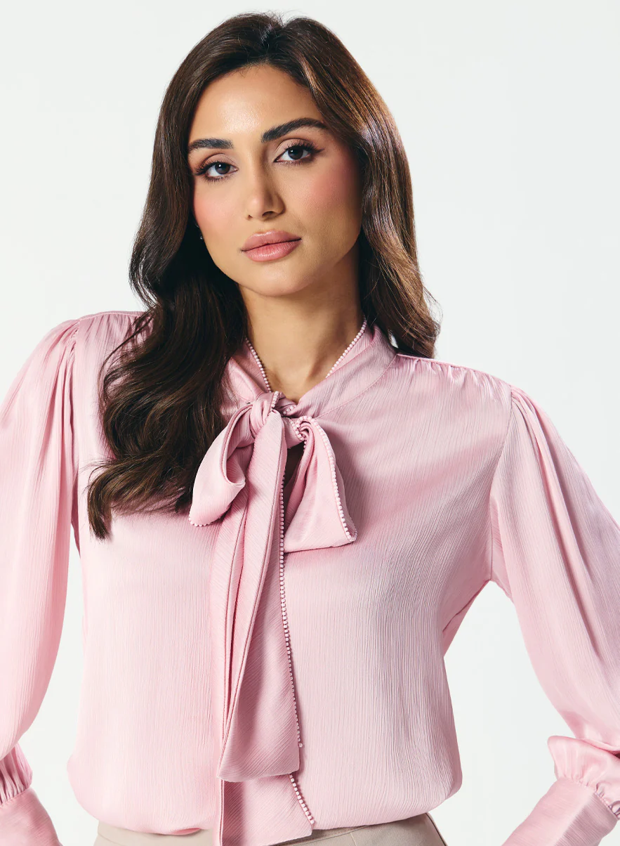 Pearl Line Attached Crepe Chiffon Top - Image 3