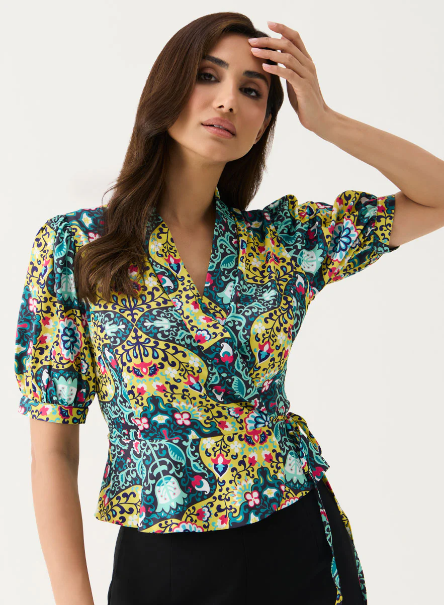 Peplum Crop Top with V Neck