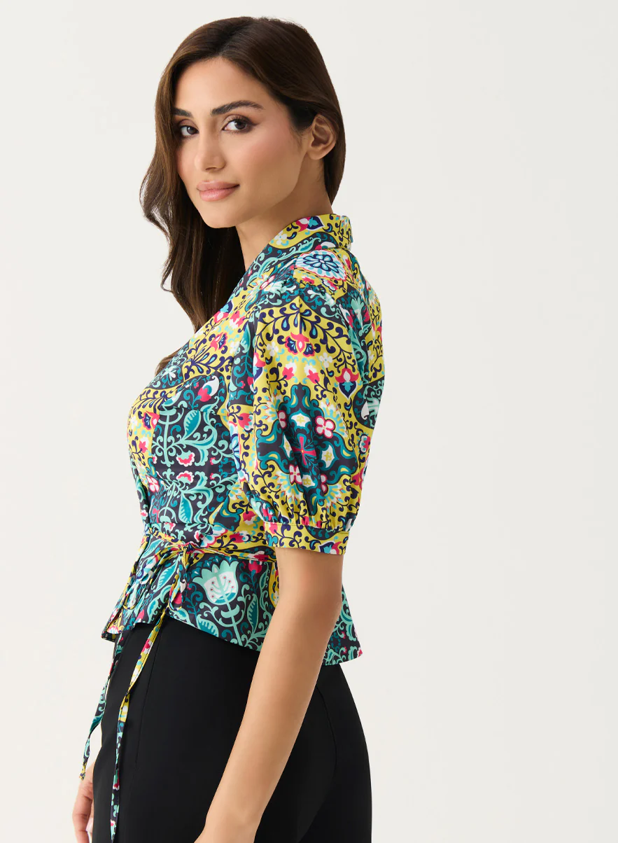 Peplum Crop Top with V Neck - Image 2