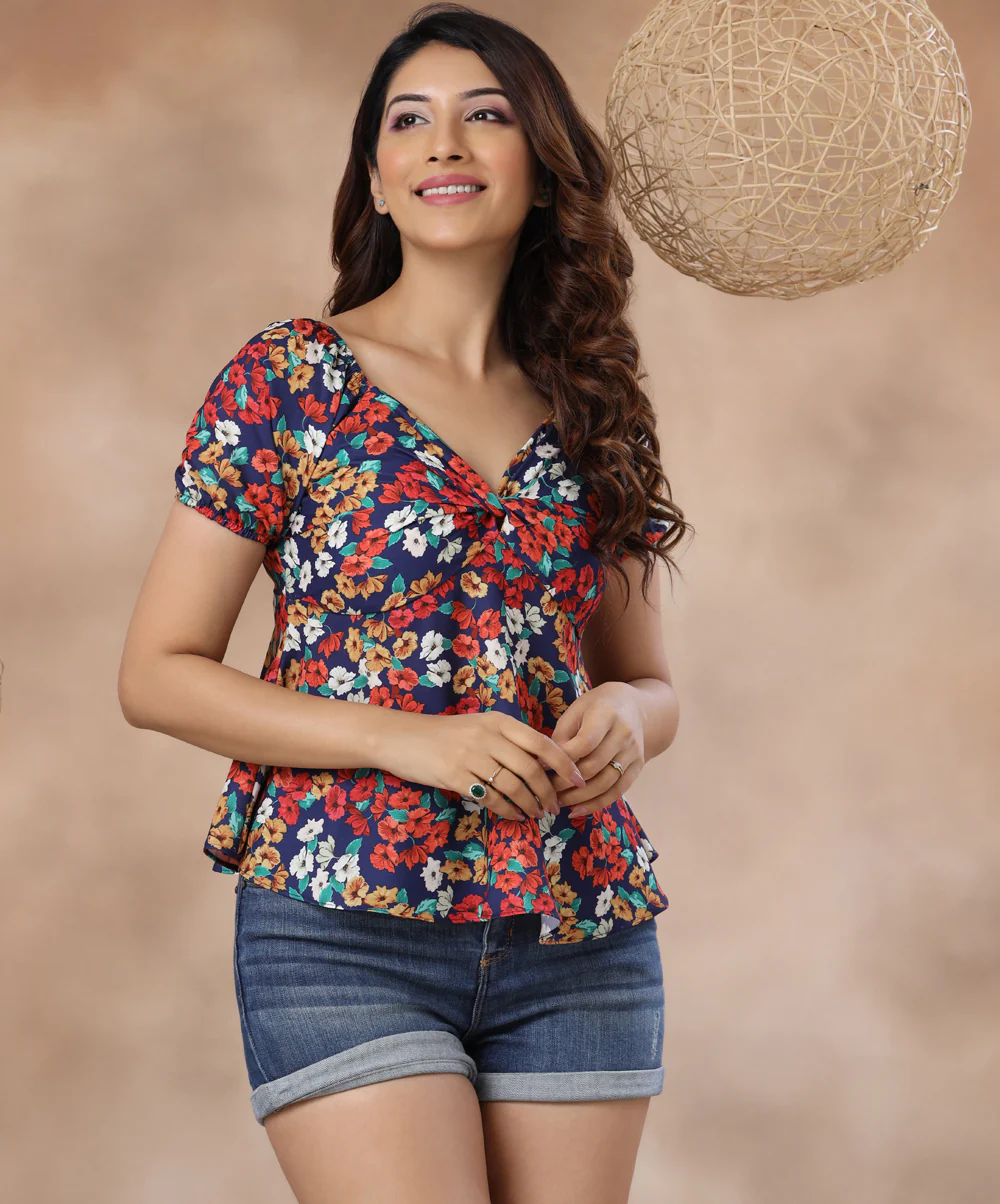 Peplum Embellished Non-Stretch Top