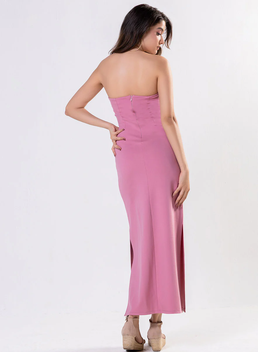 Pink Tube Dress With A Side Opening - Image 4