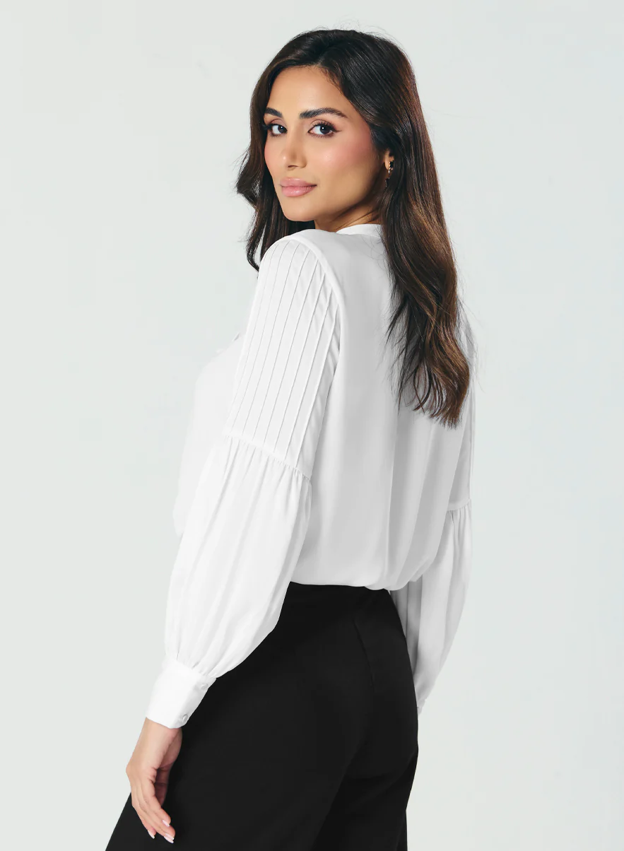 Pintucked Lantern Long Sleeve Top - Image 3