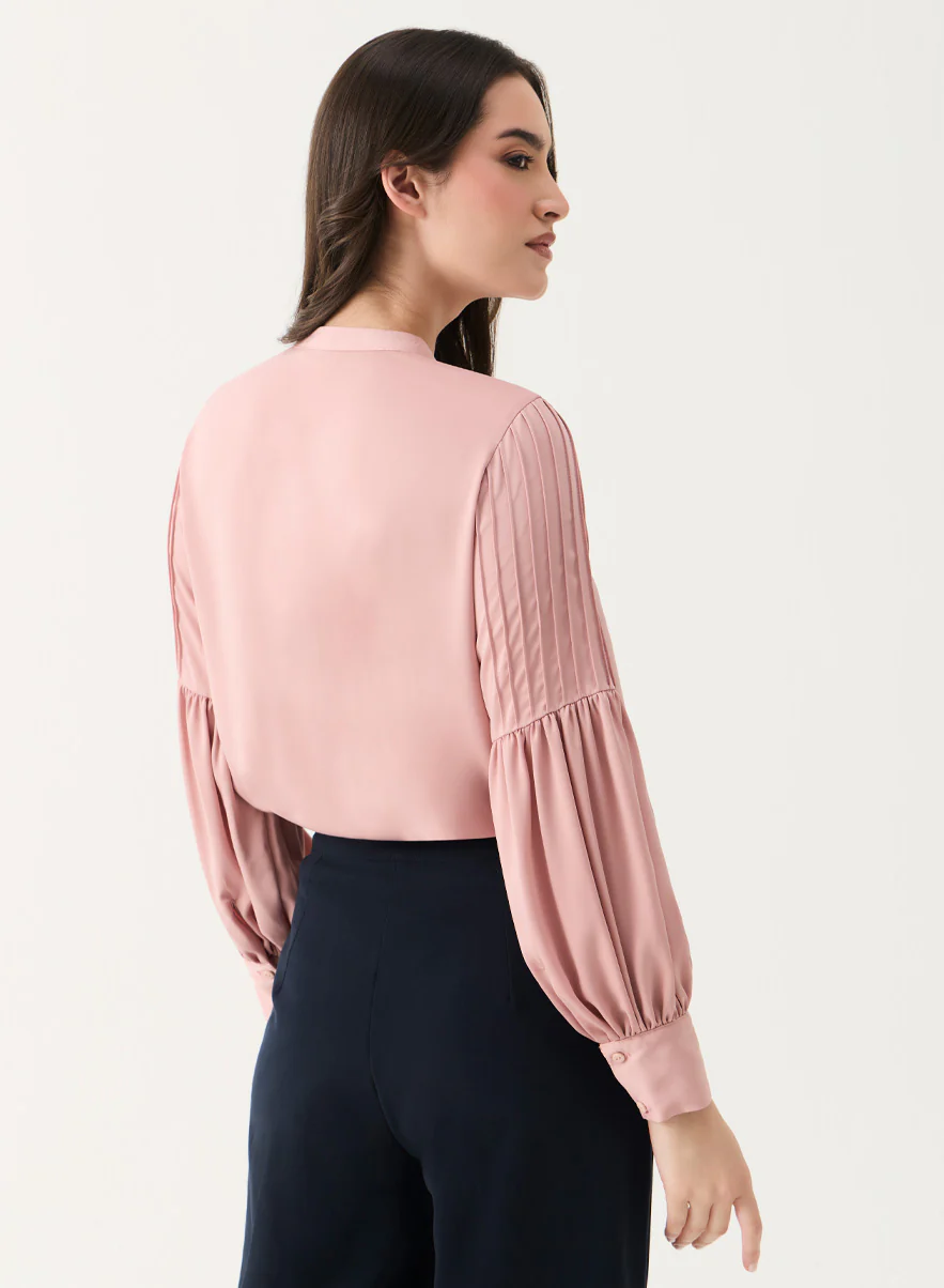 Pintucked Lantern Long Sleeve Top - Image 4