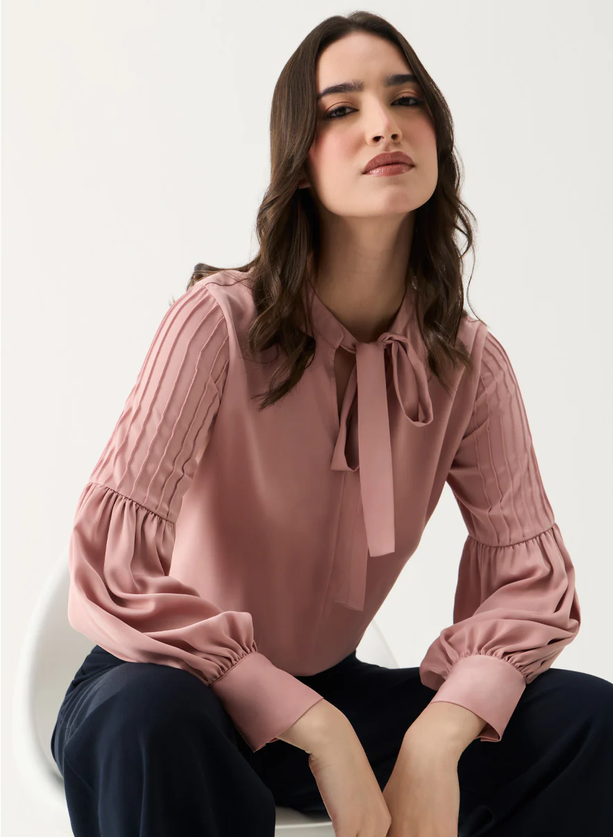 Pintucked Lantern Long Sleeve Top - Image 5