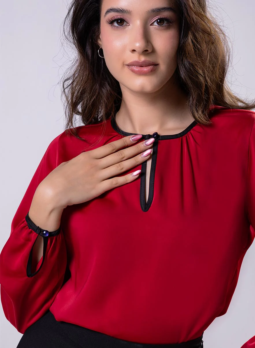 Piping Detailed Long Sleeve Top - Image 4