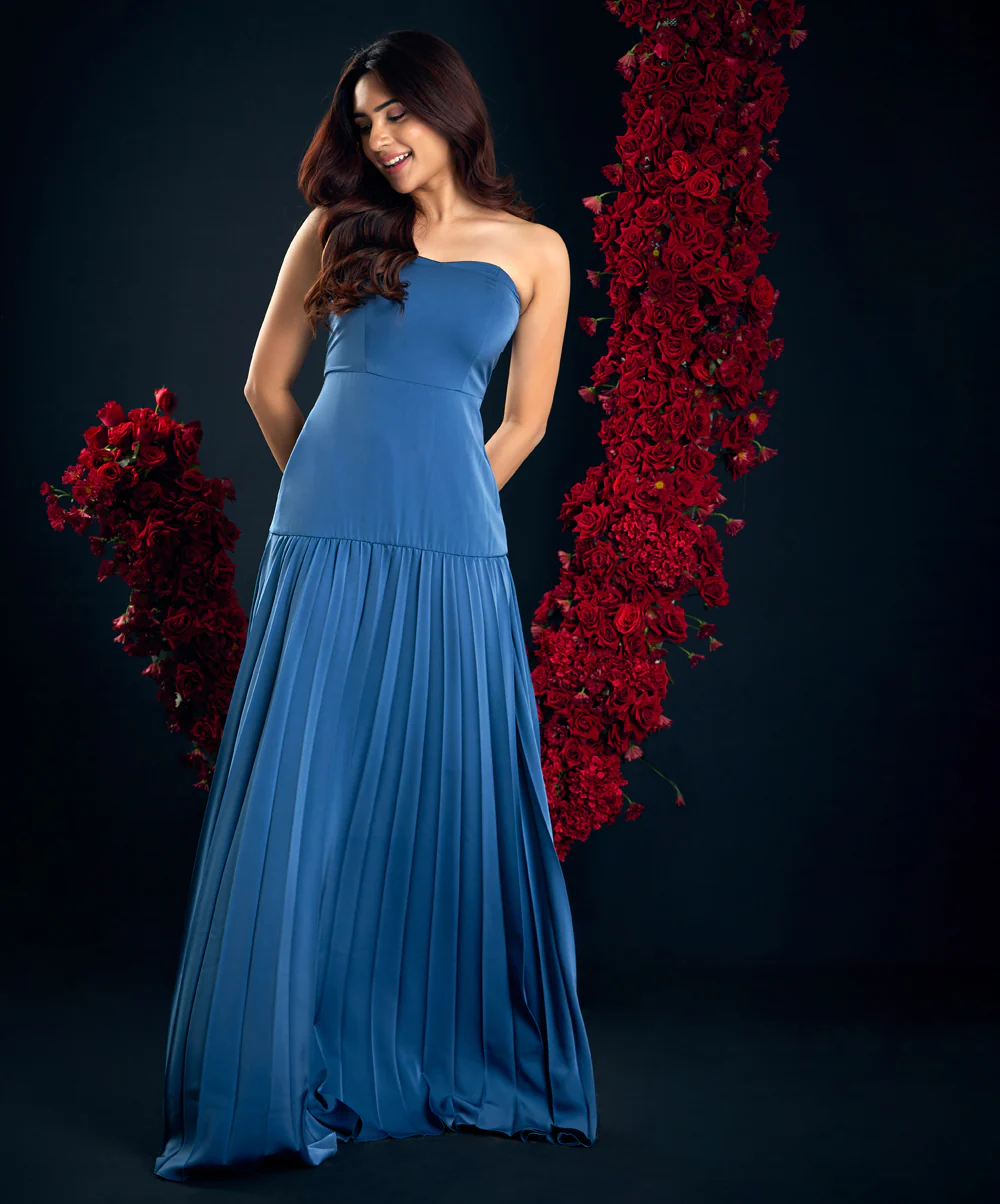 Pleated Tube Maxi Dress - Image 2