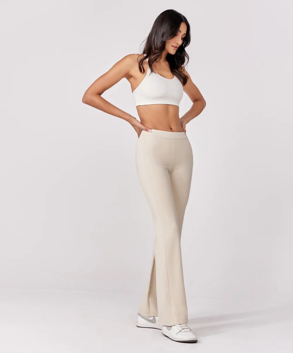 Ponte Flared Beige Pant - Image 3