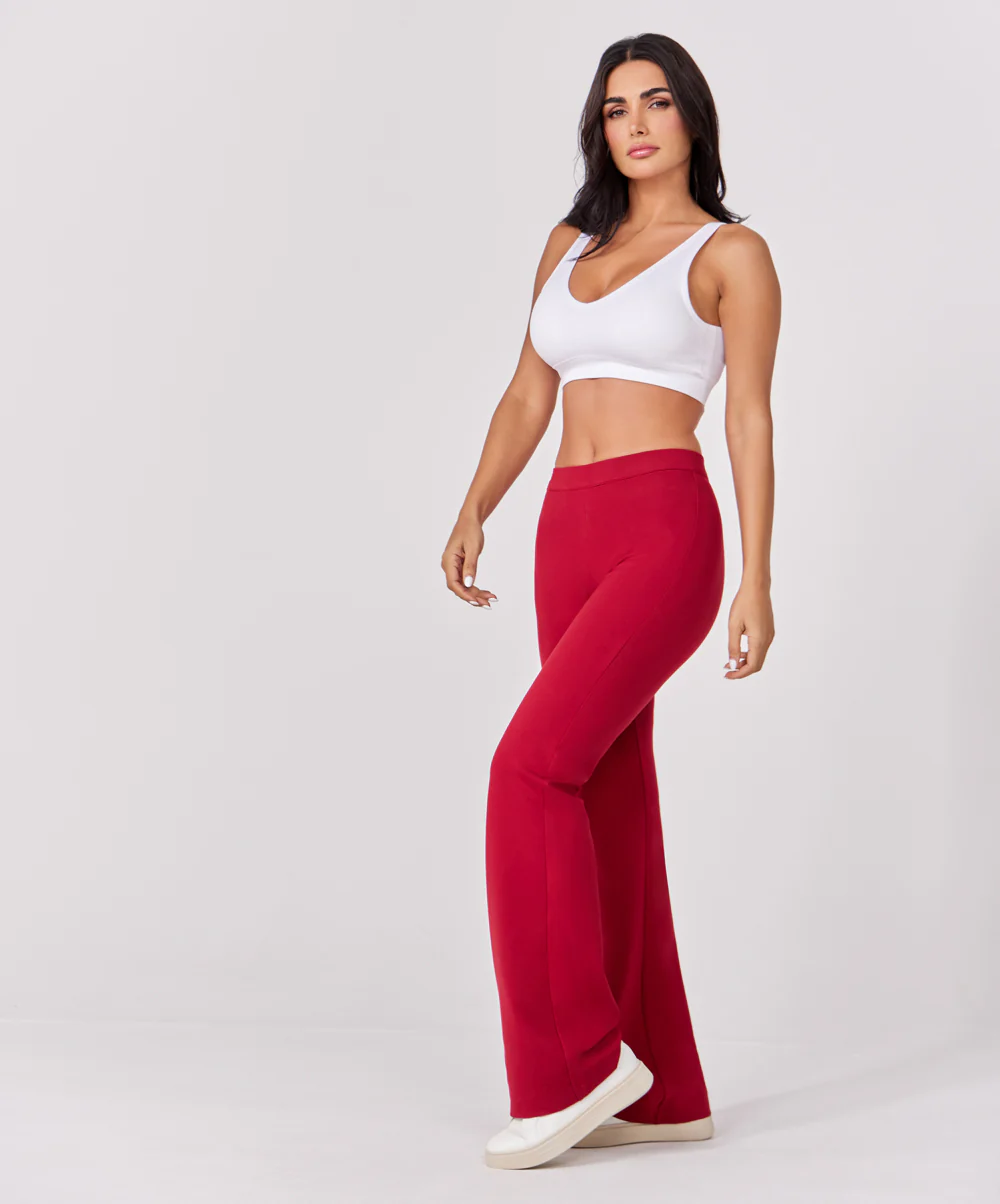 Ponte Flared Maroon Pant - Image 3