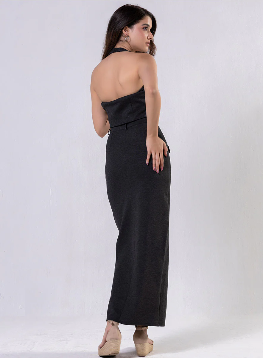 Ponte Black Front Slit Skirt - Image 5