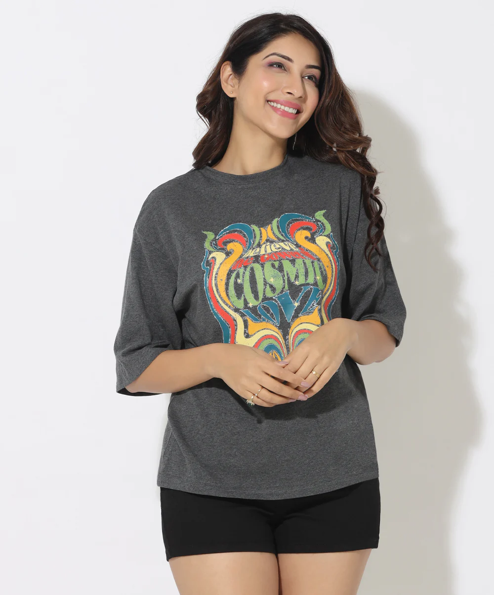 Power of Cosmic Gray Over-Size TShirt
